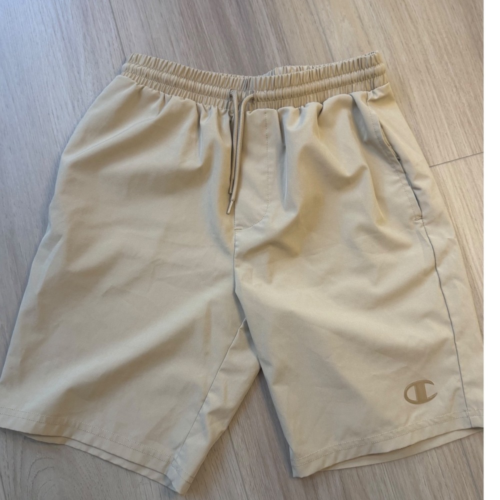 Champion Boys Athletic Shorts Khaki Tan Size Medium 10/12 Drawstring Gym Sport